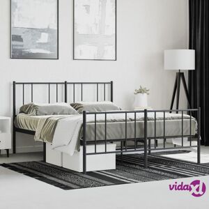 vidaXL Metallinen sängynrunko päädyillä musta 140x190 cm