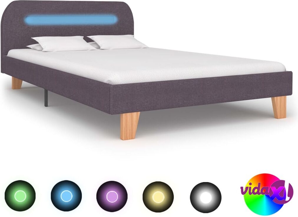vidaXL Sängynrunko LED-valolla harmaanruskea kangas 120x190 cm vidaXL Sängynrunko LED-valolla harmaanruskea kangas 120x190 cm
