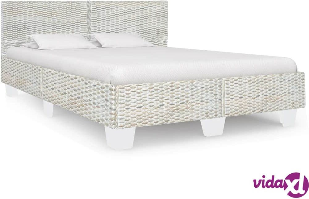 vidaXL Sängynrunko harmaa luonnollinen rottinki 140x200 cm vidaXL Sängynrunko harmaa luonnollinen rottinki 140x200 cm