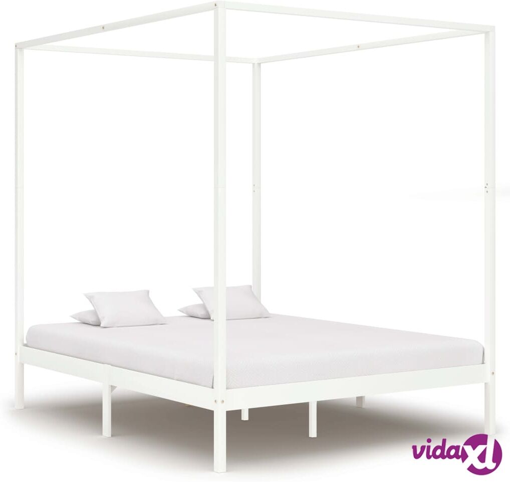 vidaXL Pylvässänky valkoinen täysi mänty 160x200 cm vidaXL Pylvässänky valkoinen täysi mänty 160x200 cm