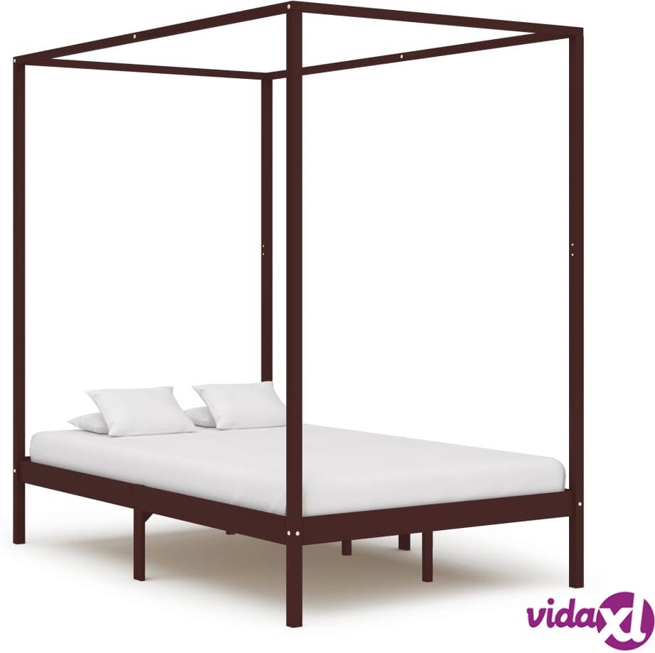 vidaXL Pylvässänky tummanruskea täysi mänty 140x200 cm vidaXL Pylvässänky tummanruskea täysi mänty 140x200 cm