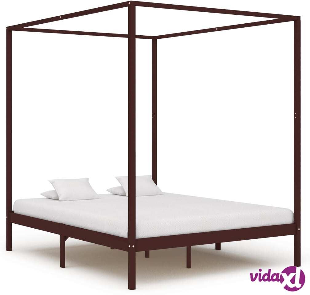 vidaXL Pylvässänky tummanruskea täysi mänty 180x200 cm vidaXL Pylvässänky tummanruskea täysi mänty 180x200 cm