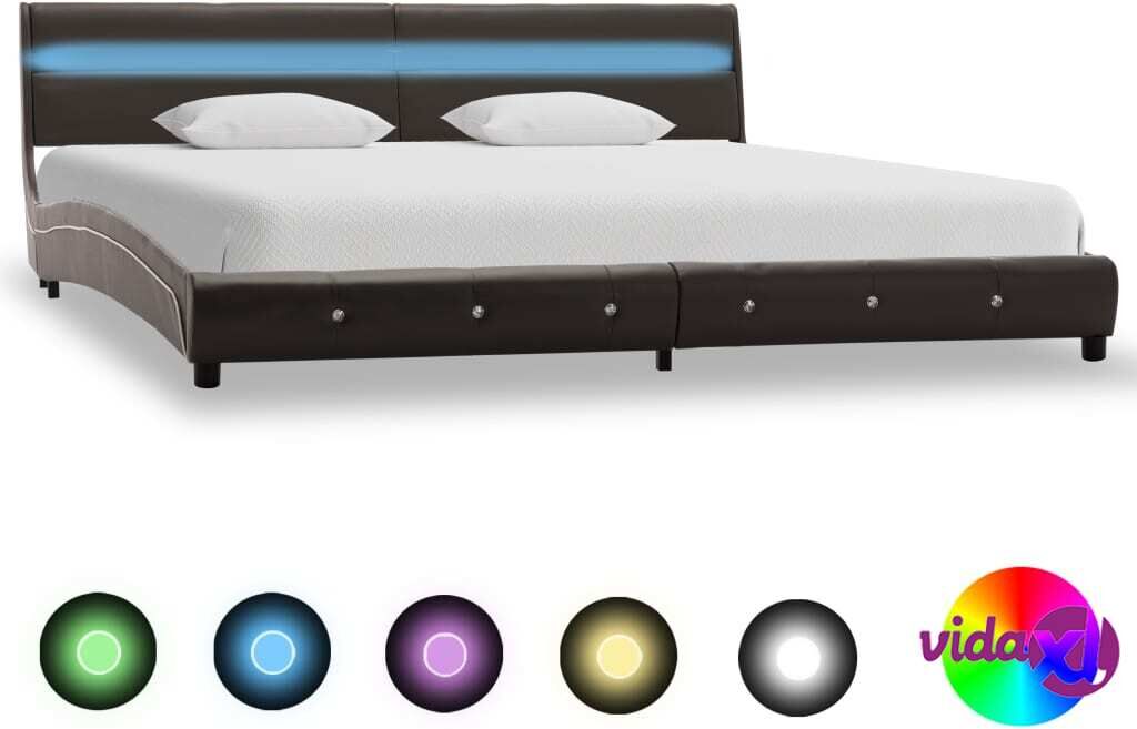 vidaXL Sängynrunko LED-valolla harmaa keinonahka 180x200 cm vidaXL Sängynrunko LED-valolla harmaa keinonahka 180x200 cm