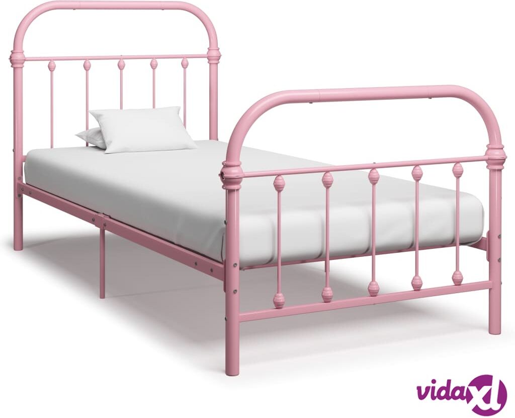 vidaXL Sängynrunko pinkki metalli 90x200 cm vidaXL Sängynrunko pinkki metalli 90x200 cm