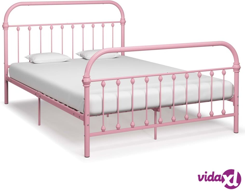 vidaXL Sängynrunko pinkki metalli 160x200 cm vidaXL Sängynrunko pinkki metalli 160x200 cm