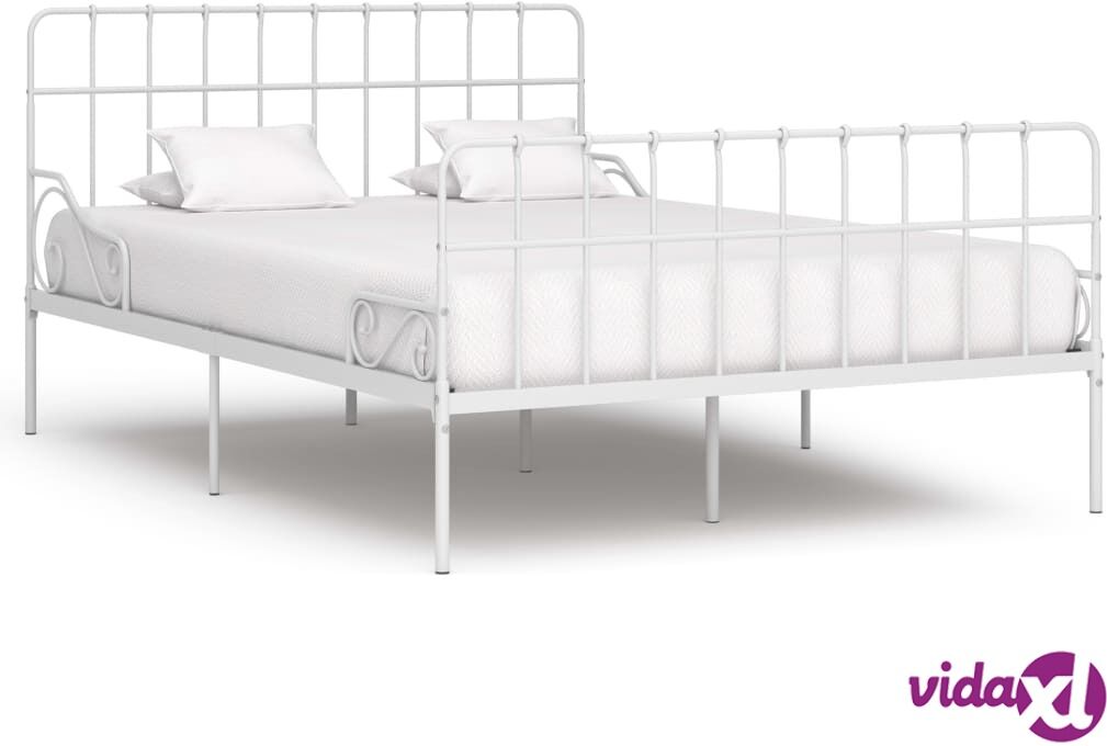 vidaXL Sängynrunko sälepohjalla valkoinen metalli 120x200 cm vidaXL Sängynrunko sälepohjalla valkoinen metalli 120x200 cm