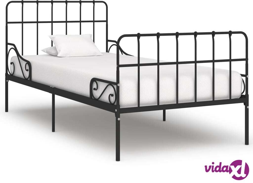 vidaXL Sängynrunko sälepohjalla musta metalli 100x200 cm vidaXL Sängynrunko sälepohjalla musta metalli 100x200 cm