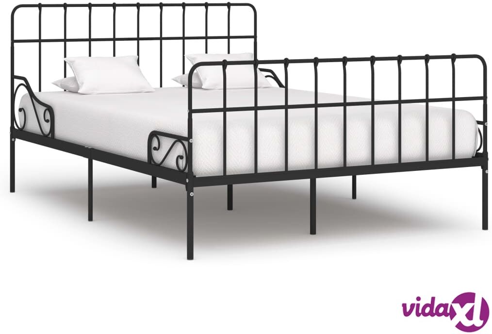 vidaXL Sängynrunko sälepohjalla musta metalli 120x200 cm vidaXL Sängynrunko sälepohjalla musta metalli 120x200 cm