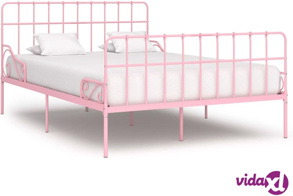 vidaXL Sängynrunko sälepohjalla pinkki metalli 140x200 cm vidaXL Sängynrunko sälepohjalla pinkki metalli 140x200 cm