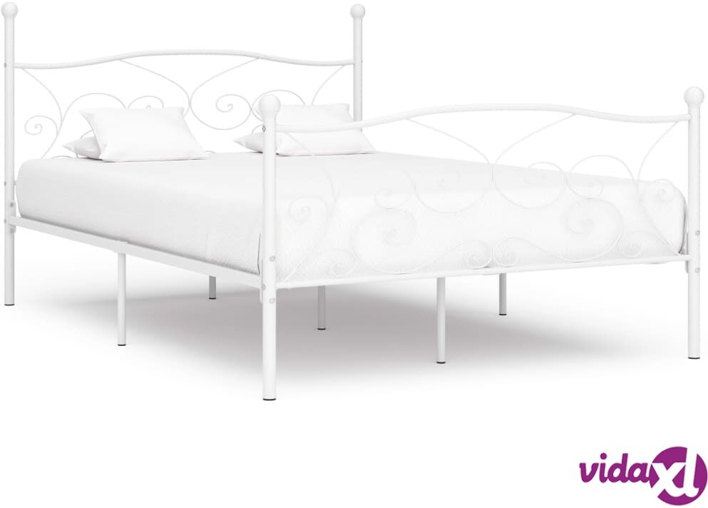 vidaXL Sängynrunko sälepohjalla valkoinen metalli 120x200 cm vidaXL Sängynrunko sälepohjalla valkoinen metalli 120x200 cm