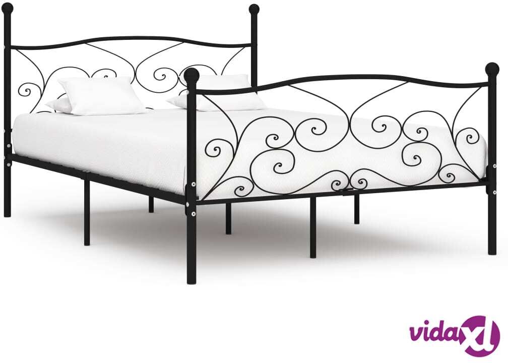 vidaXL Sängynrunko sälepohjalla musta metalli 140x200 cm vidaXL Sängynrunko sälepohjalla musta metalli 140x200 cm