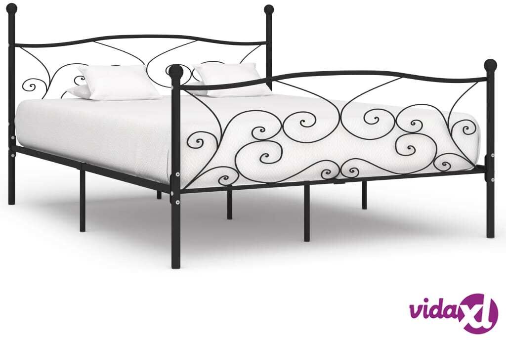 vidaXL Sängynrunko sälepohjalla musta metalli 180x200 cm vidaXL Sängynrunko sälepohjalla musta metalli 180x200 cm