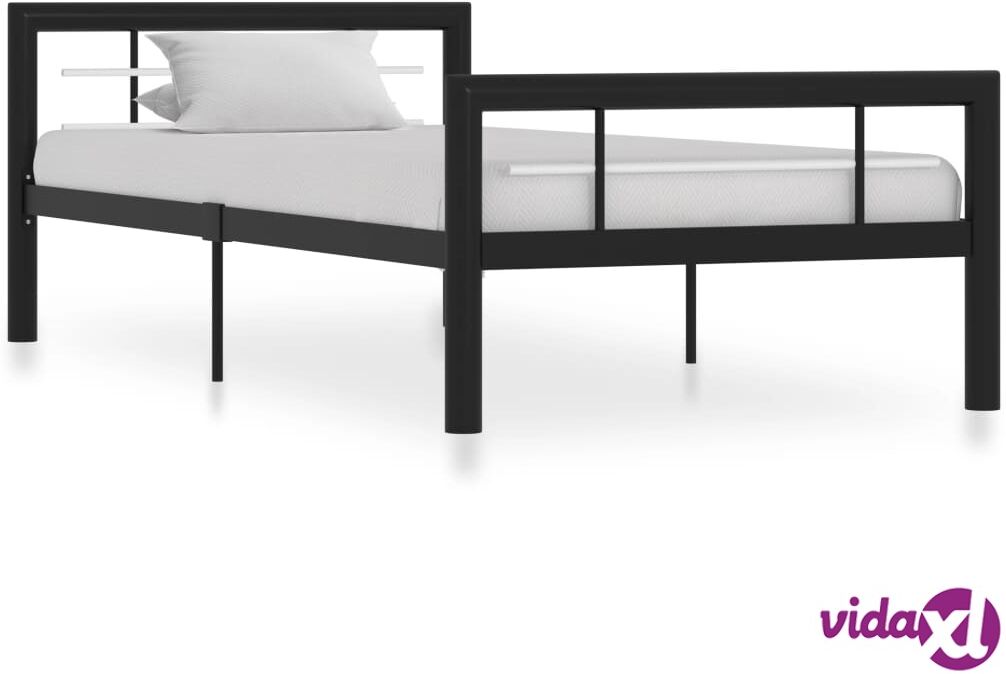 vidaXL Sängynrunko musta ja valkoinen metalli 90x200 cm vidaXL Sängynrunko musta ja valkoinen metalli 90x200 cm