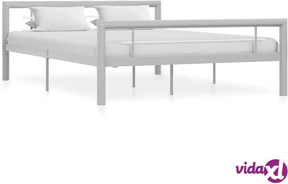 vidaXL Sängynrunko harmaa ja valkoinen metalli 140x200 cm vidaXL Sängynrunko harmaa ja valkoinen metalli 140x200 cm