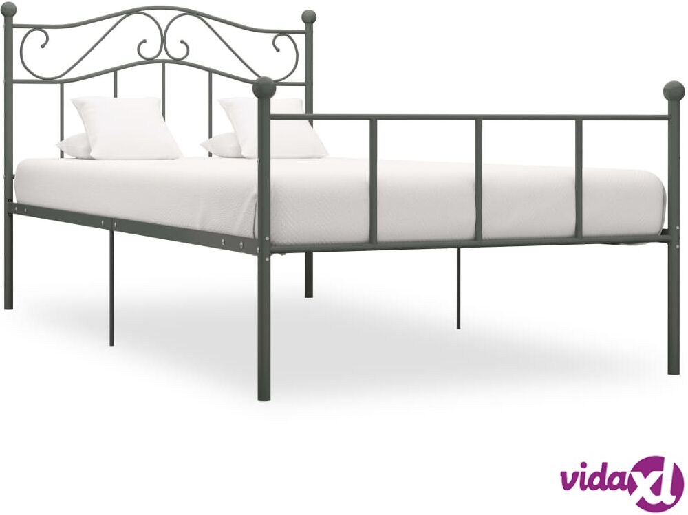 vidaXL Sängynrunko harmaa metalli 90x200 cm vidaXL Sängynrunko harmaa metalli 90x200 cm