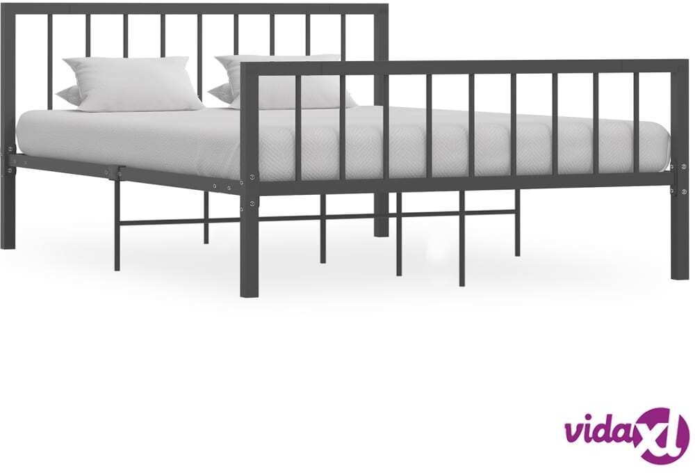 vidaXL Sängynrunko harmaa metalli 140x200 cm vidaXL Sängynrunko harmaa metalli 140x200 cm