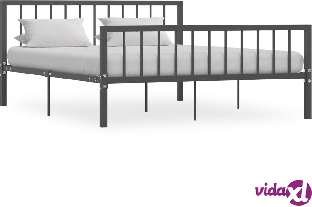 vidaXL Sängynrunko harmaa metalli 160x200 cm vidaXL Sängynrunko harmaa metalli 160x200 cm