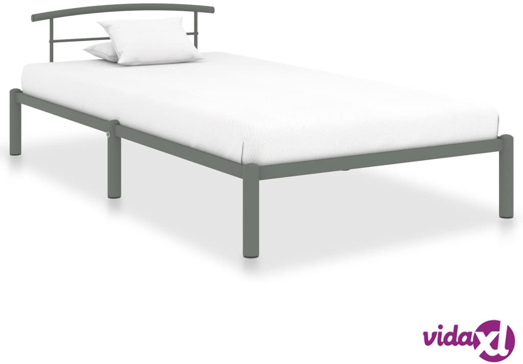 vidaXL Sängynrunko harmaa metalli 90x200 cm vidaXL Sängynrunko harmaa metalli 90x200 cm