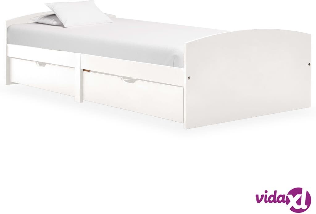 vidaXL Sängynrunko 2 vetolaatikolla valkoinen täysi mänty 90x200 cm vidaXL Sängynrunko 2 vetolaatikolla valkoinen täysi mänty 90x200 cm