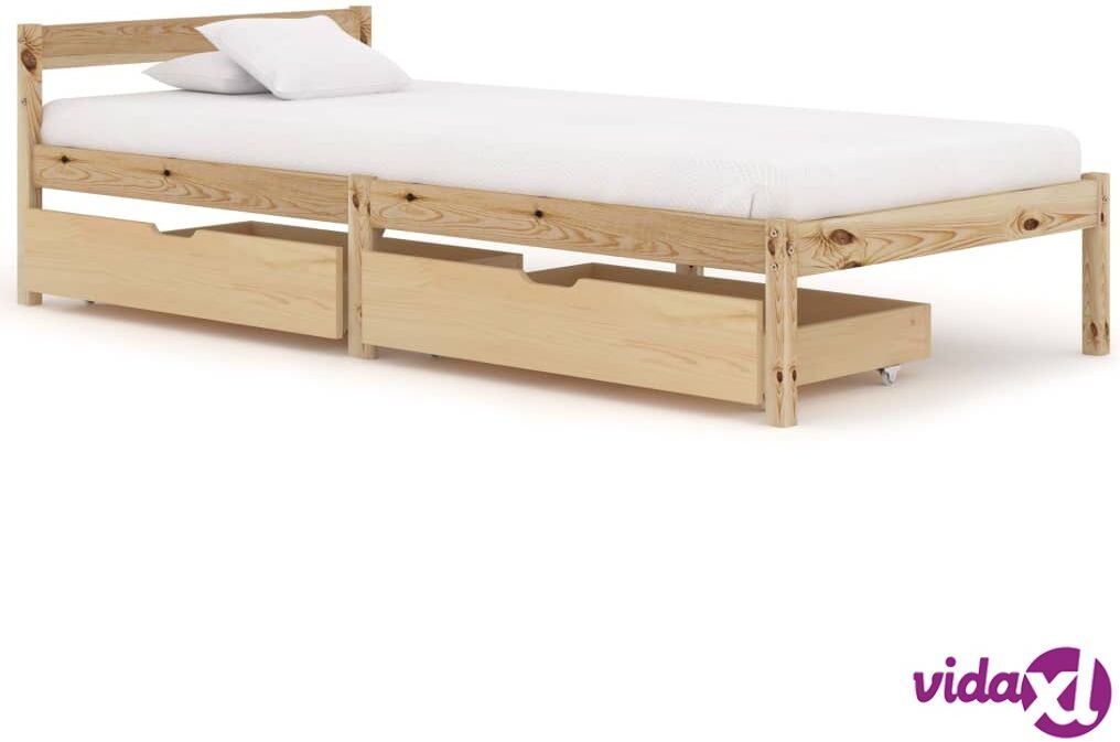 vidaXL Sängynrunko 2 vetolaatikolla täysi mänty 90x200 cm vidaXL Sängynrunko 2 vetolaatikolla täysi mänty 90x200 cm