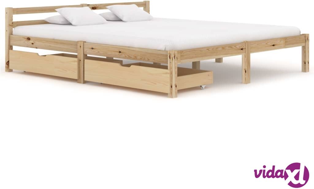 vidaXL Sängynrunko 2 vetolaatikolla täysi mänty 180x200 cm vidaXL Sängynrunko 2 vetolaatikolla täysi mänty 180x200 cm