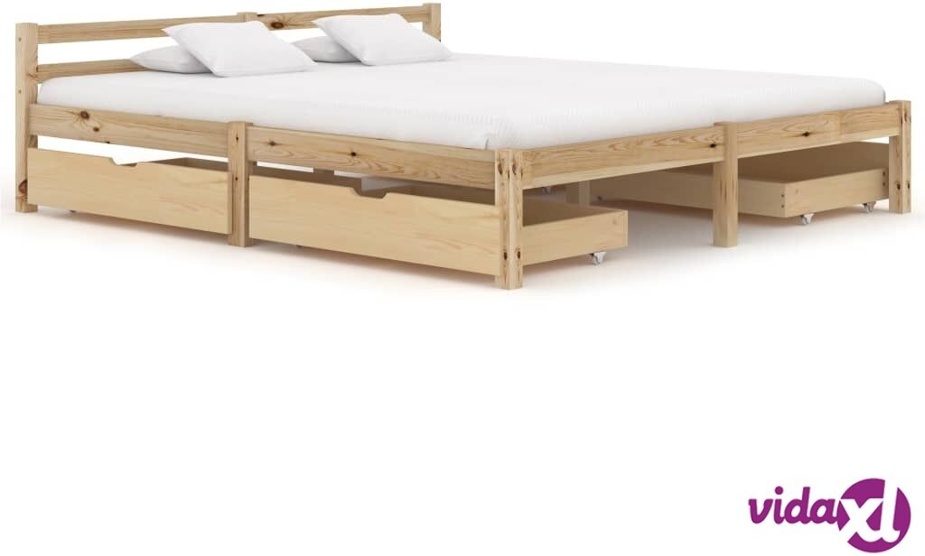 vidaXL Sängynrunko 4 vetolaatikolla täysi mänty 160x200 cm vidaXL Sängynrunko 4 vetolaatikolla täysi mänty 160x200 cm