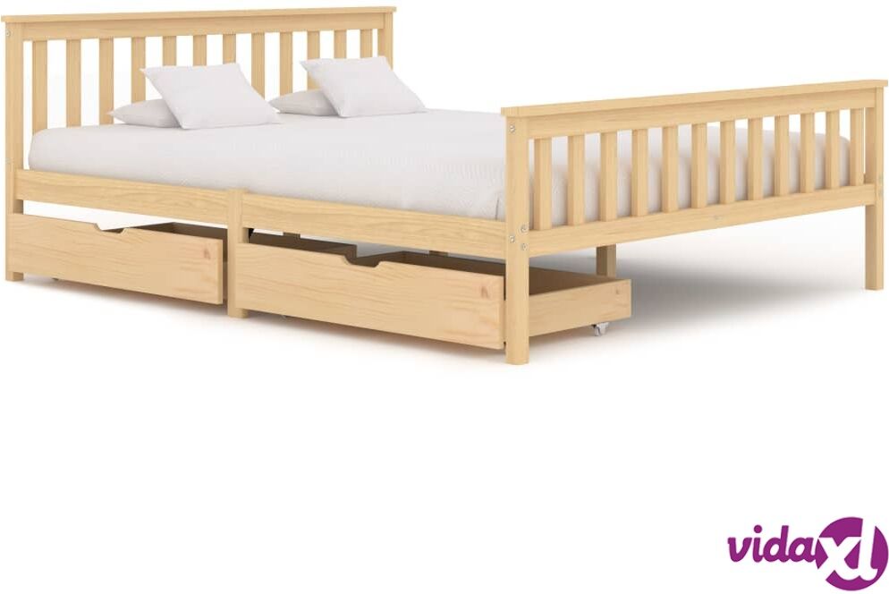 vidaXL Sängynrunko 2 vetolaatikolla täysi mänty 160x200 cm vidaXL Sängynrunko 2 vetolaatikolla täysi mänty 160x200 cm