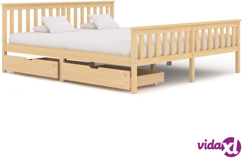 vidaXL Sängynrunko 2 vetolaatikolla täysi mänty 180x200 cm vidaXL Sängynrunko 2 vetolaatikolla täysi mänty 180x200 cm