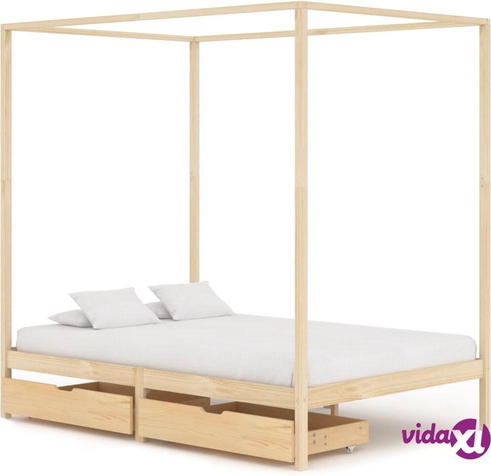 vidaXL Pylvässänky 2 vetolaatikolla täysi mänty 140x200 cm vidaXL Pylvässänky 2 vetolaatikolla täysi mänty 140x200 cm