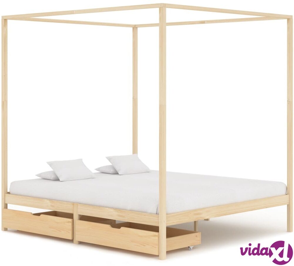 vidaXL Pylvässänky 2 vetolaatikolla täysi mänty 160x200 cm vidaXL Pylvässänky 2 vetolaatikolla täysi mänty 160x200 cm