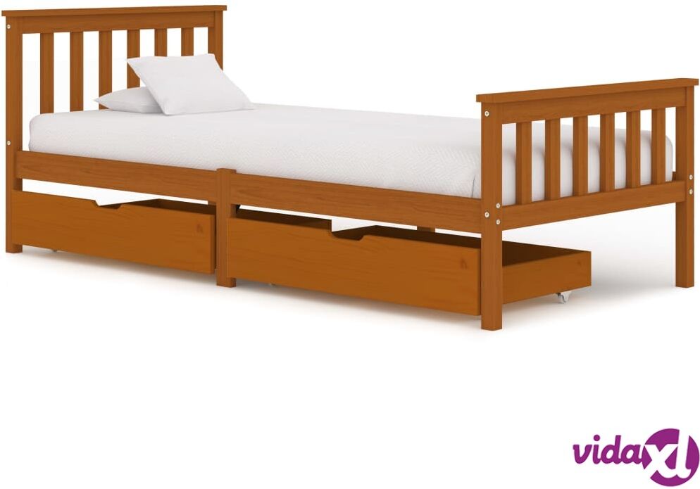 vidaXL Sängynrunko 2 vetolaatikolla hunajanrusk. täysi mänty 100x200cm vidaXL Sängynrunko 2 vetolaatikolla hunajanrusk. täysi mänty 100x200cm
