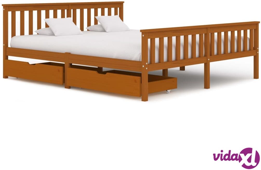 vidaXL Sängynrunko 2 vetolaatikolla hunajanrusk. täysi mänty 180x200cm vidaXL Sängynrunko 2 vetolaatikolla hunajanrusk. täysi mänty 180x200cm