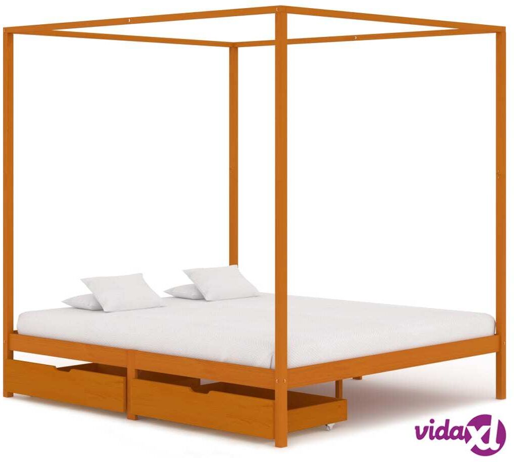 vidaXL Pylvässänky 2 vetolaatikolla täysi mänty 160x200 cm vidaXL Pylvässänky 2 vetolaatikolla täysi mänty 160x200 cm