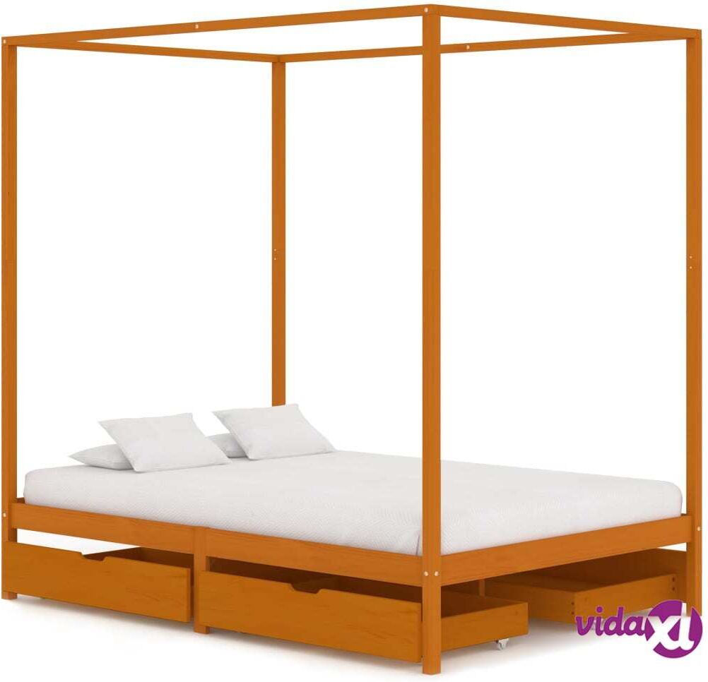 vidaXL Pylvässänky 4 vetolaatikolla täysi mänty 140x200 cm vidaXL Pylvässänky 4 vetolaatikolla täysi mänty 140x200 cm