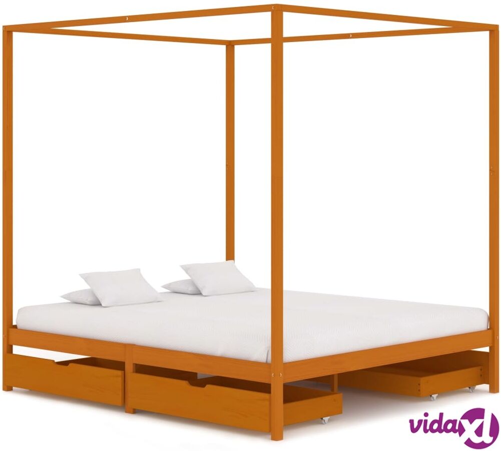 vidaXL Pylvässänky 4 vetolaatikolla täysi mänty 160x200 cm vidaXL Pylvässänky 4 vetolaatikolla täysi mänty 160x200 cm