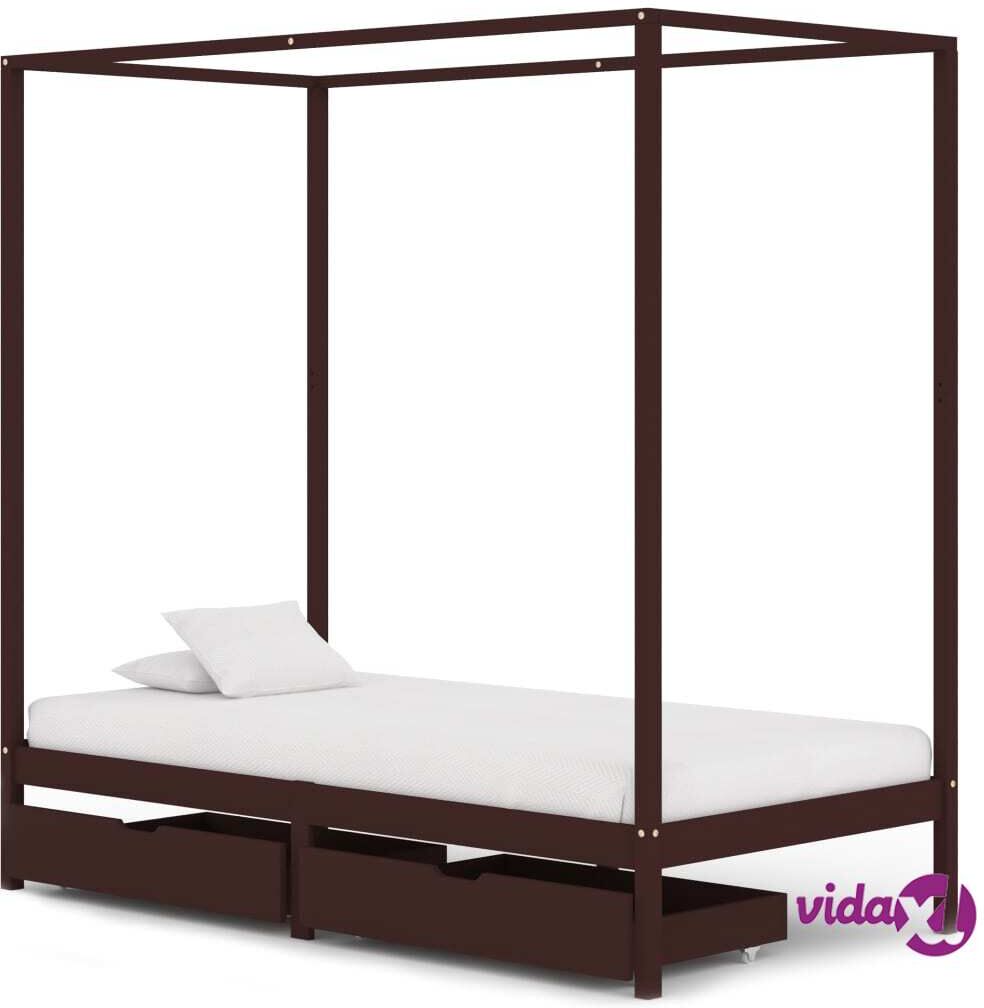 vidaXL Pylvässänky 2 vetolaatikolla tummanruskea täysi mänty 90x200 cm vidaXL Pylvässänky 2 vetolaatikolla tummanruskea täysi mänty 90x200 cm