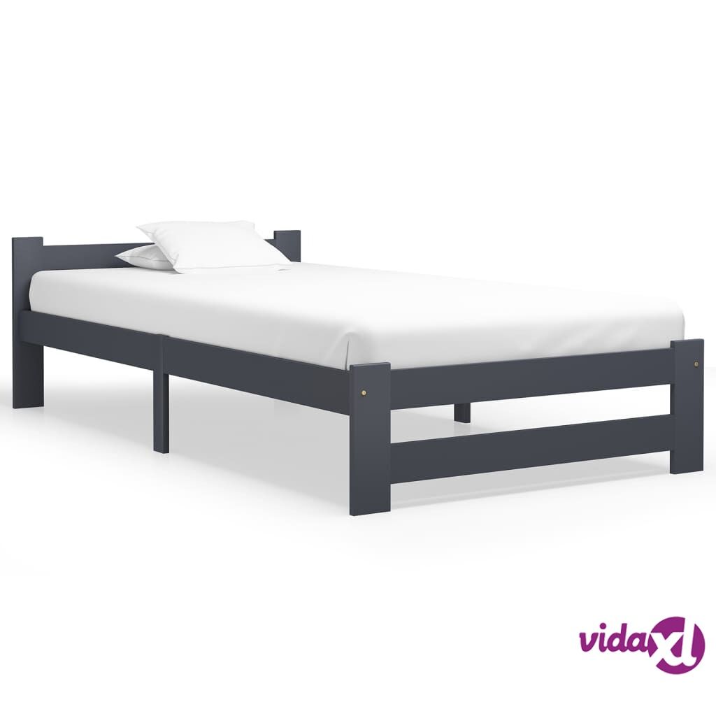 vidaXL Sängynrunko tummanharmaa täysi mänty 90x200 cm vidaXL Sängynrunko tummanharmaa täysi mänty 90x200 cm