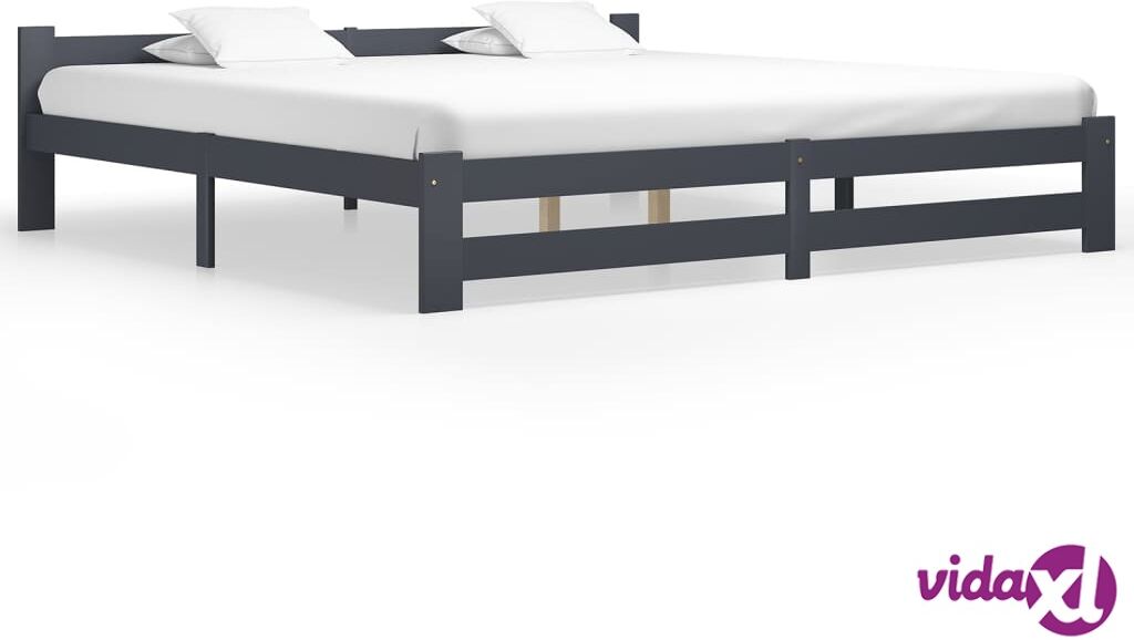 vidaXL Sängynrunko tummanharmaa täysi mänty 200x200 cm vidaXL Sängynrunko tummanharmaa täysi mänty 200x200 cm