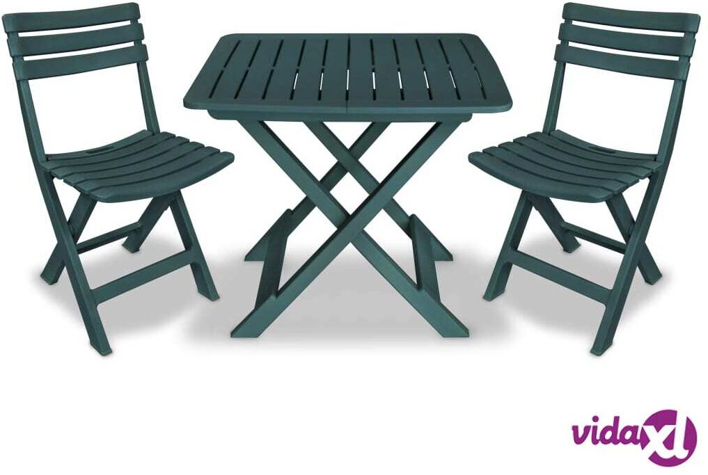 vidaXL 3-osainen Kokoontaittuva Bistrosarja muovi vihreä vidaXL 3-osainen Kokoontaittuva Bistrosarja muovi vihreä