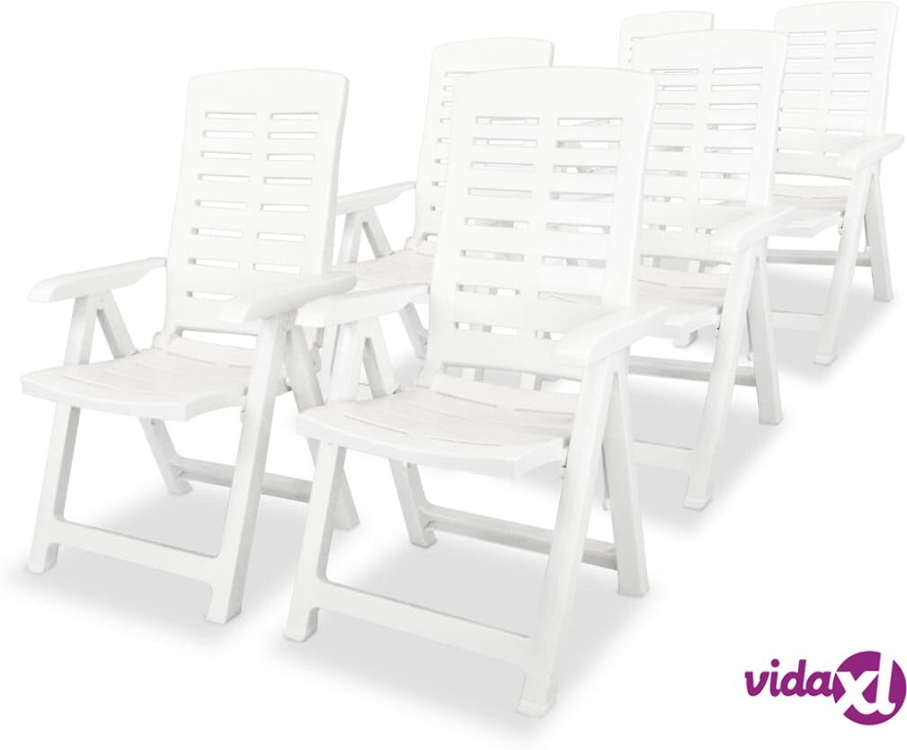 vidaXL Kallistettavat puutarhatuolit 6 kpl muovi valkoinen vidaXL Kallistettavat puutarhatuolit 6 kpl muovi valkoinen
