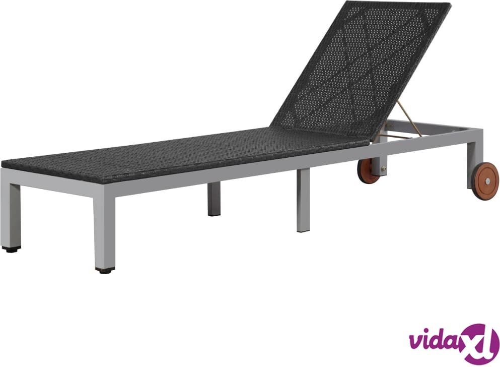 vidaXL Aurinkotuoli pyörillä polyrottinki musta vidaXL Aurinkotuoli pyörillä polyrottinki musta