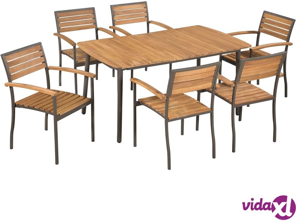 vidaXL 7-osainen Ulkoruokailuryhmä täysi akaasiapuu ja teräs vidaXL 7-osainen Ulkoruokailuryhmä täysi akaasiapuu ja teräs