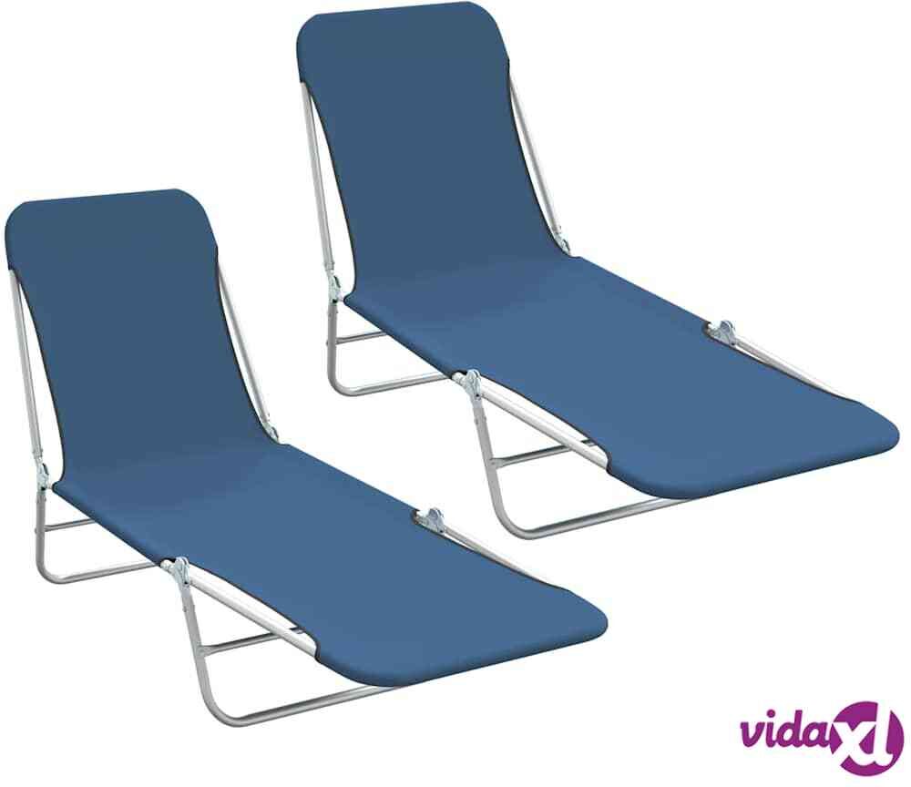 vidaXL Taitettavat aurinkotuolit 2 kpl teräs ja kangas sininen vidaXL Taitettavat aurinkotuolit 2 kpl teräs ja kangas sininen