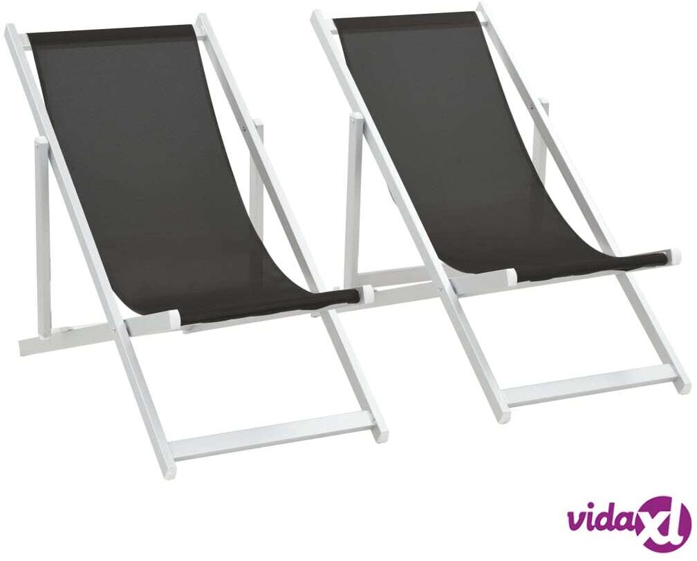 vidaXL Kokoontaittuvat rantatuolit 2 kpl alumiini ja tekstiili musta vidaXL Kokoontaittuvat rantatuolit 2 kpl alumiini ja tekstiili musta