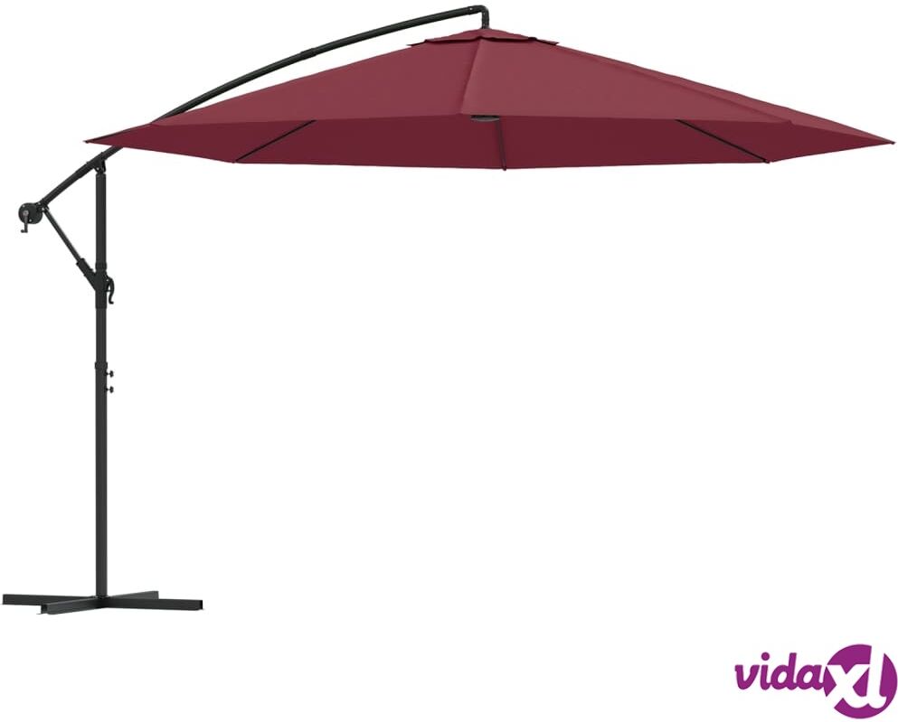 vidaXL Riippuva aurinkovarjo alumiinipylväällä 350 cm viininpunainen vidaXL Riippuva aurinkovarjo alumiinipylväällä 350 cm viininpunainen