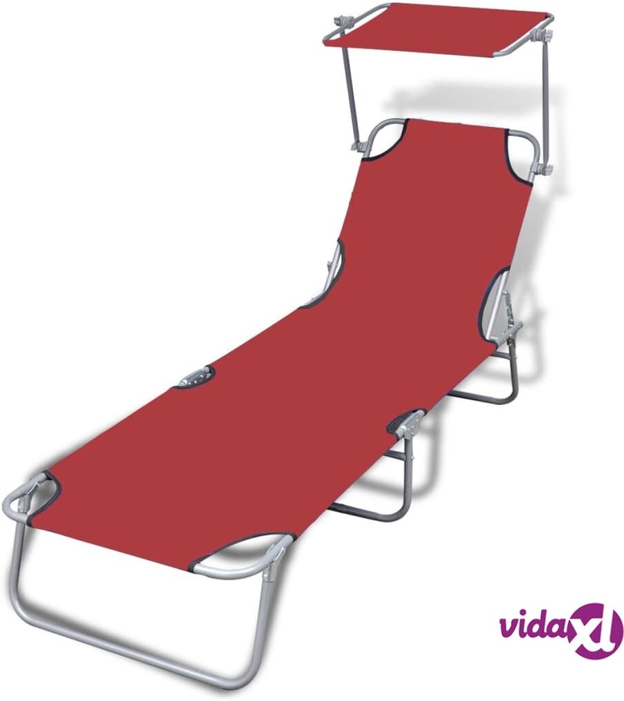 vidaXL Taitettava aurinkotuoli katoksella teräs & kangas punainen vidaXL Taitettava aurinkotuoli katoksella teräs & kangas punainen