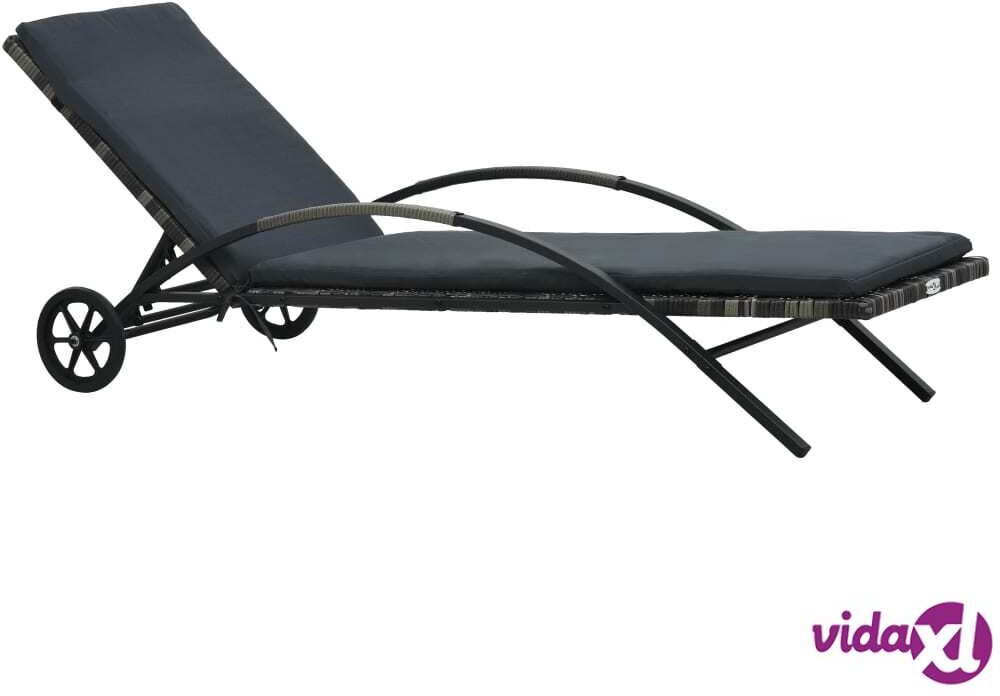 vidaXL Aurinkotuoli tyynyillä ja renkailla polyrottinki antrasiitti vidaXL Aurinkotuoli tyynyillä ja renkailla polyrottinki antrasiitti
