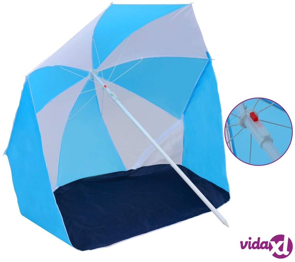 vidaXL Rantavarjo suoja sininen ja valkoinen 180 cm kangas vidaXL Rantavarjo suoja sininen ja valkoinen 180 cm kangas