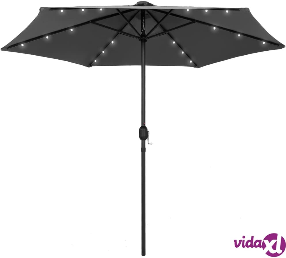vidaXL Ulkoaurinkovarjo LED-valot alumiinitanko 270 cm antrasiitti vidaXL Ulkoaurinkovarjo LED-valot alumiinitanko 270 cm antrasiitti