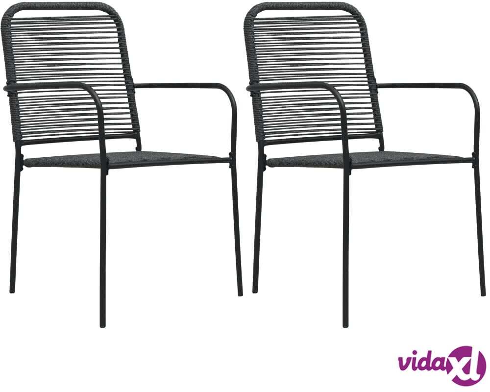 vidaXL Puutarhatuolit 2 kpl puuvillaköysi ja teräs musta vidaXL Puutarhatuolit 2 kpl puuvillaköysi ja teräs musta